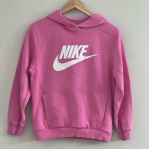 Girls Pink Nike Hoodie with White Logo